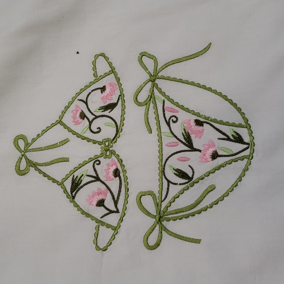 Lily Juliet New York Lingerie Bag Pink And Green Embroidered Drawstring - Picture 3 of 6